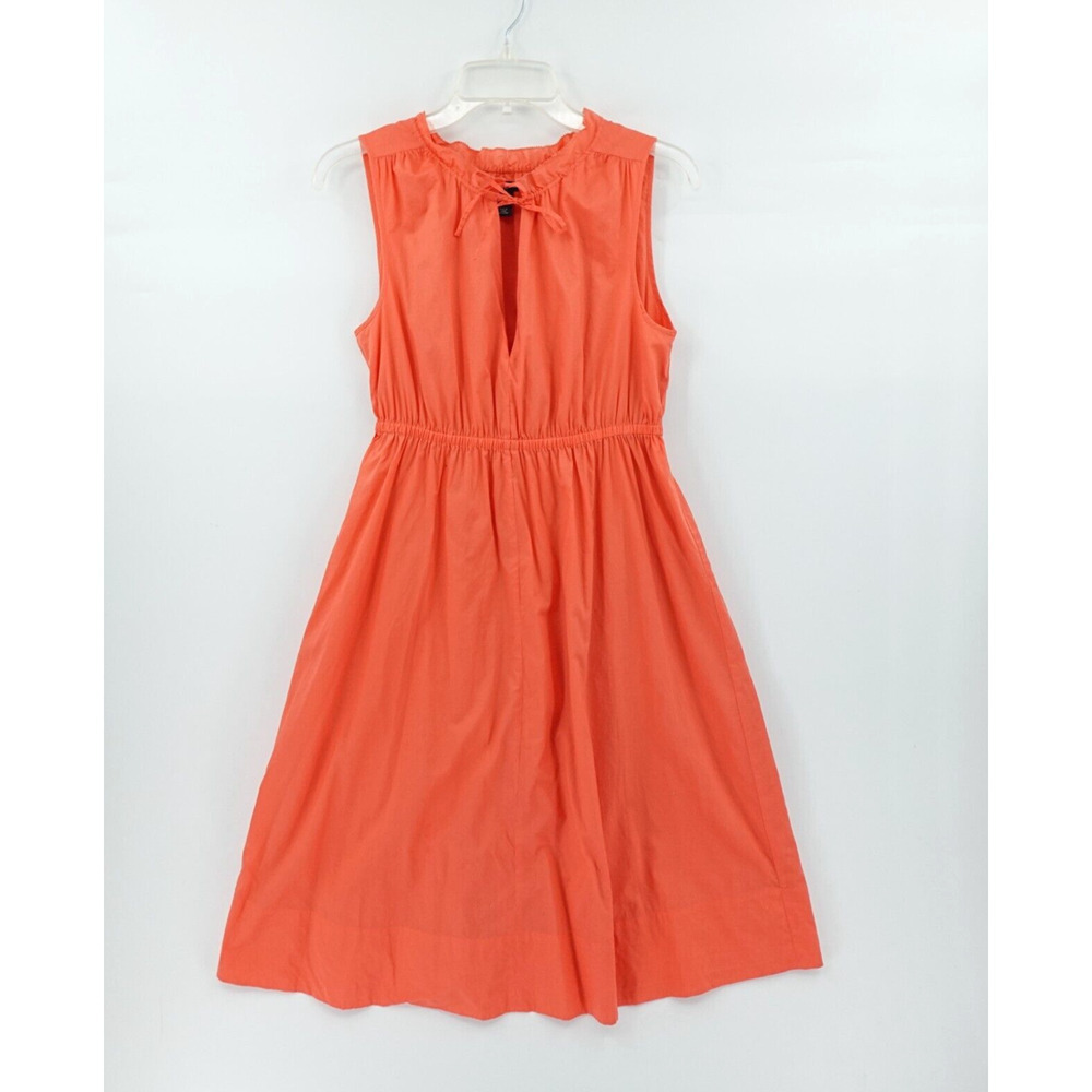 GAP Dress Womens Medium Coral Midi Keyhole Cotton Cottage‎ Boho Resort Travel